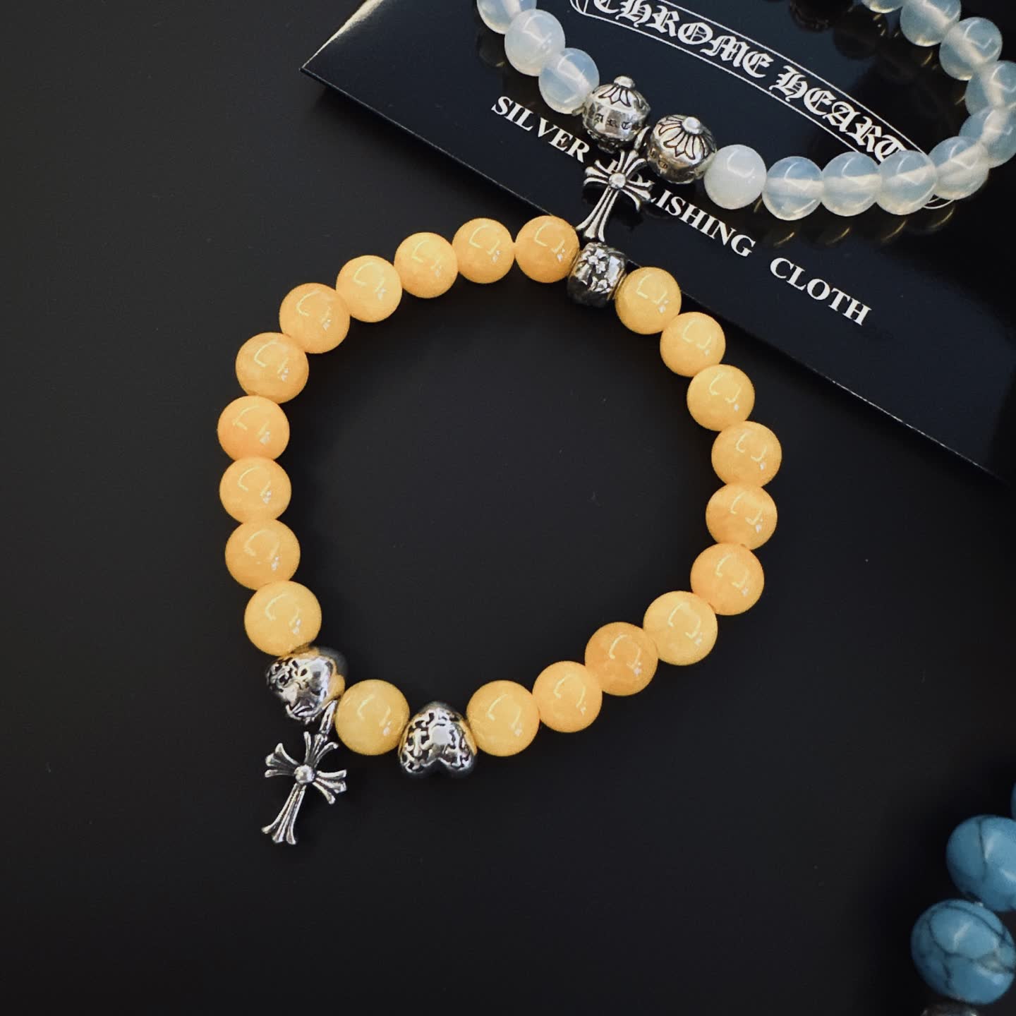 Chrome Hearts Chrome Heart Silver Beaded Bracelets